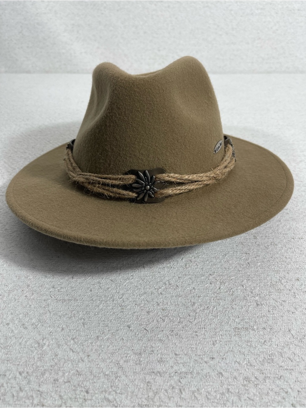 E.H.G.Alpine Hat,100% Wool Fedora Hat (Adjustable)Logo Conchos Rope Band SKU#482